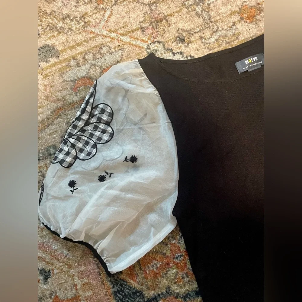 Maeve NWT Silk Puff Sleeve Sweater Top- Size Large petite - Picture 5 of 7